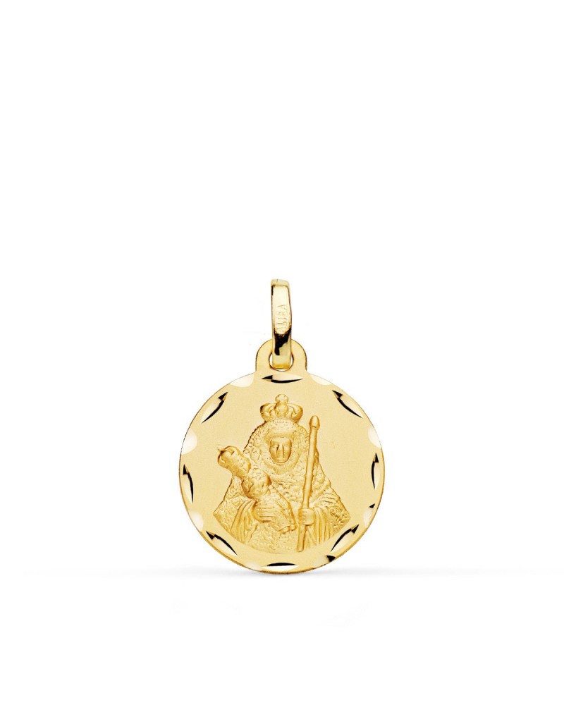 Medalla oro 18k Virgen de la Candelaria tallada 16mm