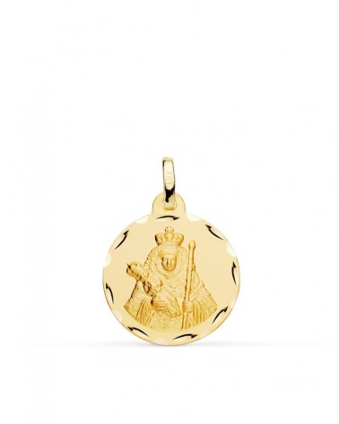 Medalla oro 18k Virgen Candelaria tallada 18mm