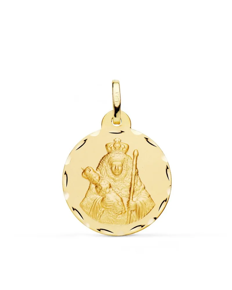 Medalla oro 18k Virgen de la Candelaria tallada 22mm