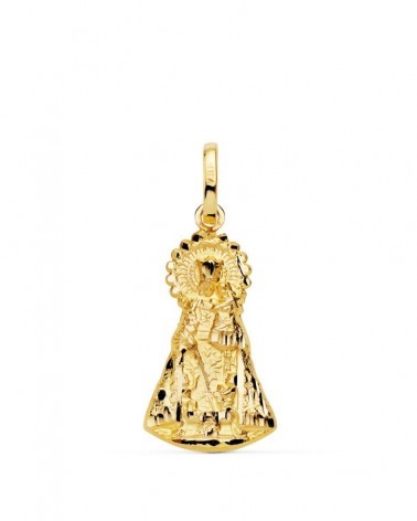 Medalla Virgen Desamparados oro 18k silueta 23x13 mm