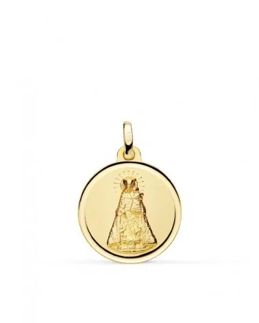 Medalla oro 18k Virgen Desamparados 18mm bisel