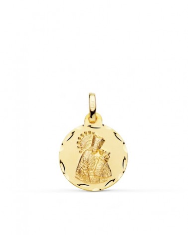 Medalla oro 18k Virgen de los Desamparados tallada 16mm