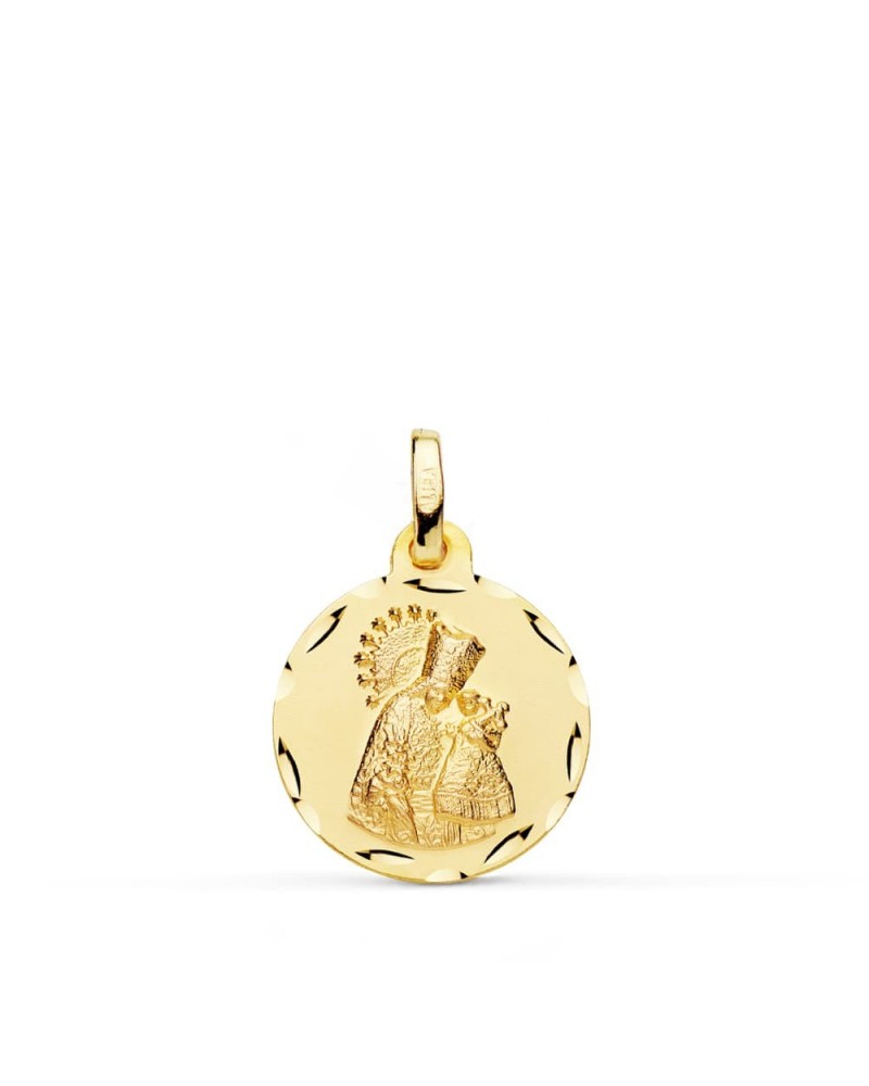 Medalla oro 18k Virgen de los Desamparados tallada 16mm