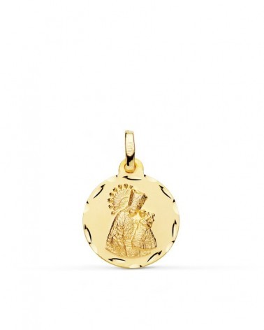Medalla oro 18k Virgen de los Desamparados tallada 16mm