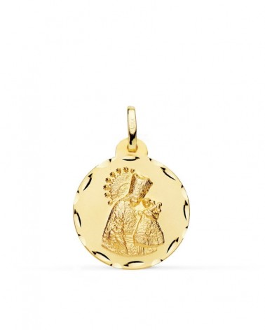 Medalla oro 18k Virgen de los Desamparados tallada 20mm