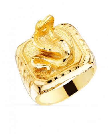 Sello oro 18k serpiente cobra tallado 20x20mm