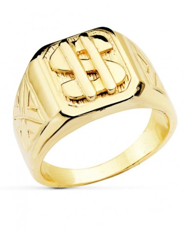 Sello oro 18k amarillo dólar cuadrado 16mm