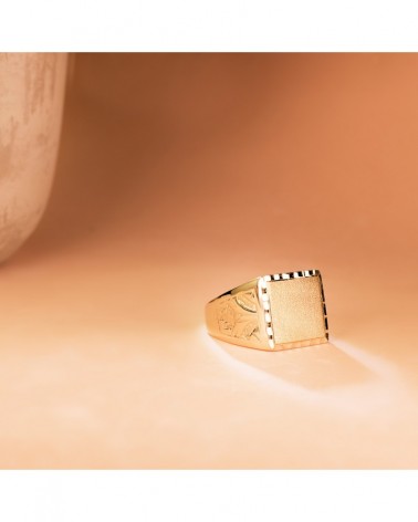 Sello oro 18k caballero macizo tallado 15x13mm