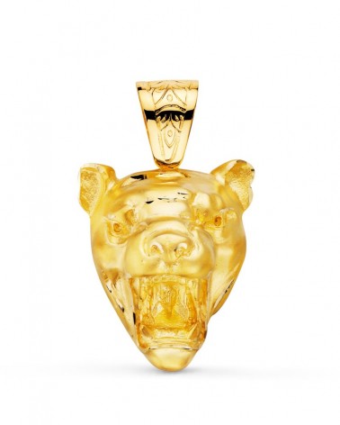 Colgante oro 18k cabeza puma escultura 40x34mm
