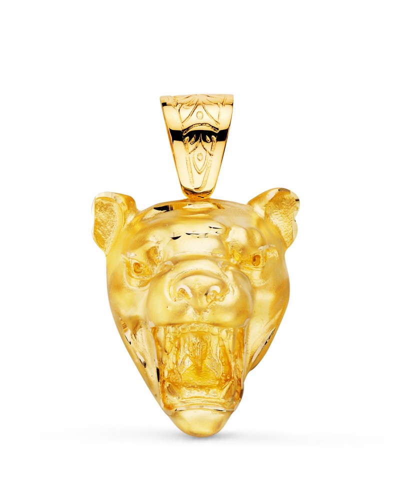 Colgante oro 18k cabeza puma escultura 40x34mm
