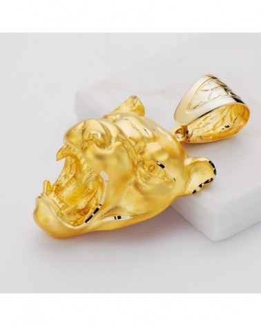 Colgante oro 18k cabeza puma escultura 40x34mm