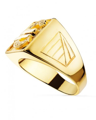 Sello oro 18k amarillo circonita hombre 16x16 mm