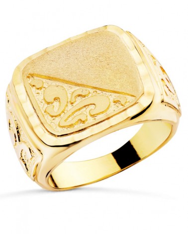 Sello oro 18k amarillo tallado caballero 20x19 mm