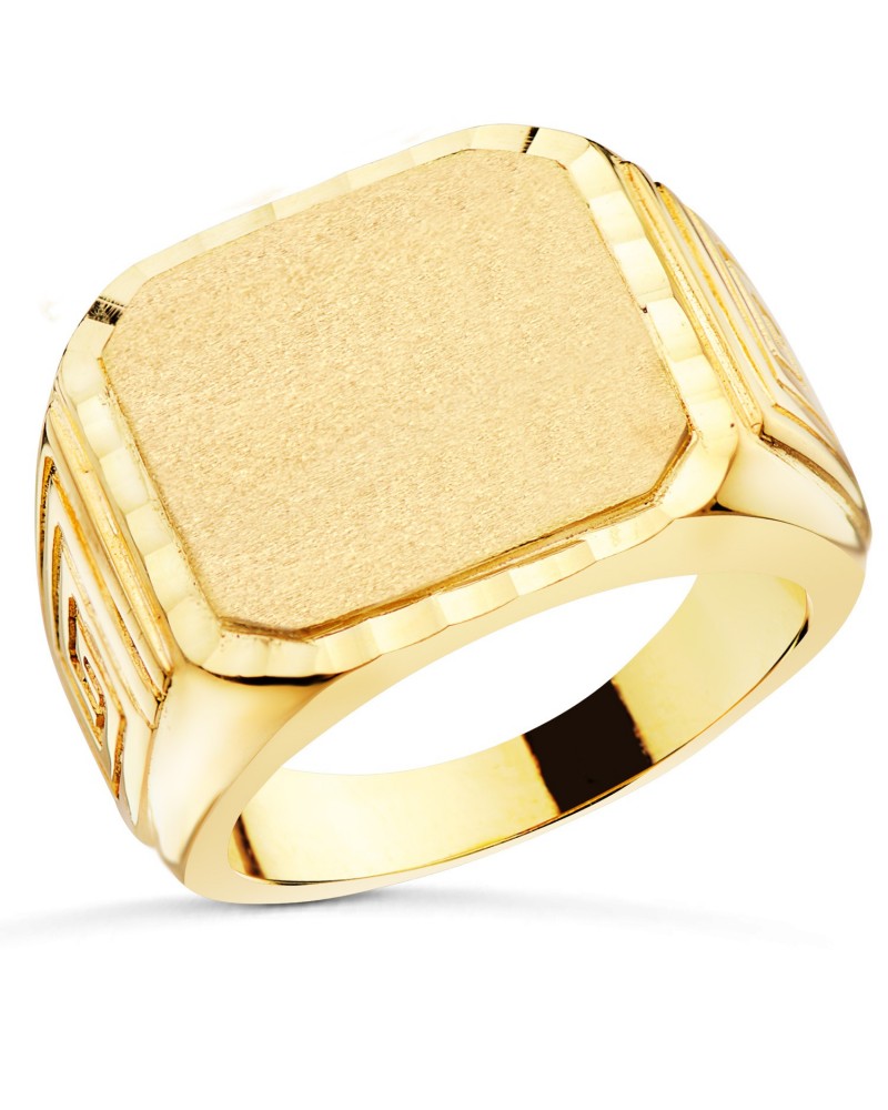 Sello oro 18k amarillo caballero tallado 18x17mm