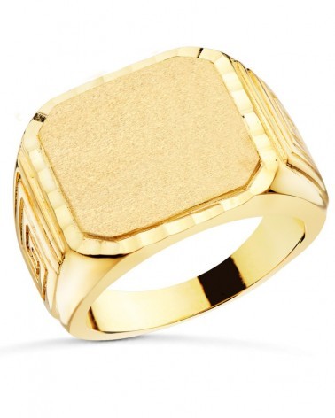 Sello oro 18k amarillo caballero tallado 18x17mm