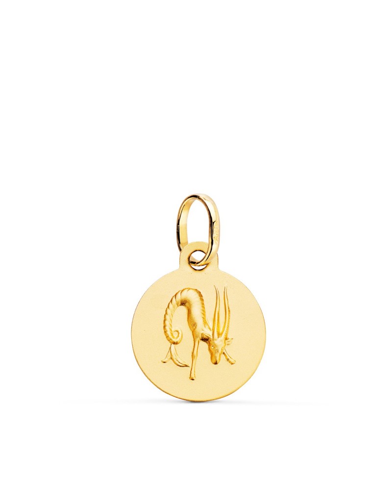Medalla oro 18k horóscopo Capricornio matizada 13mm