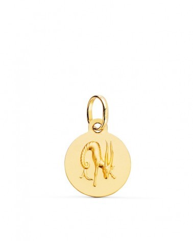 Medalla oro 18k horóscopo Capricornio matizada 13mm