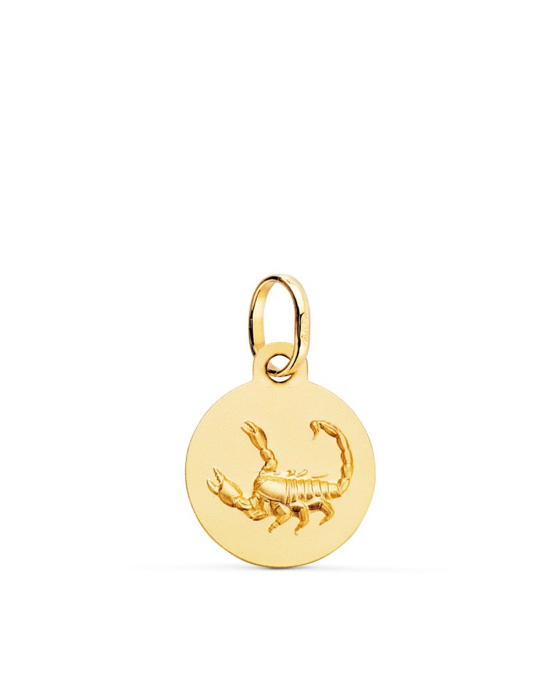 Medalla oro 18k horóscopo Escorpio matizada 13mm