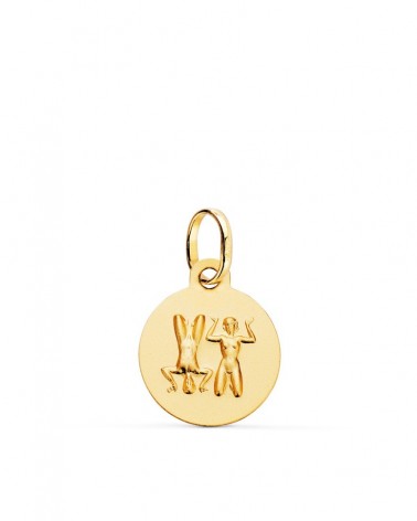 Medalla oro 18k horóscopo Géminis matizada 13mm