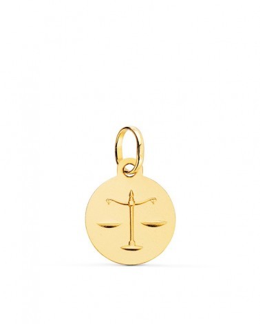 Medalla oro 18k signo Libra horóscopo 13mm