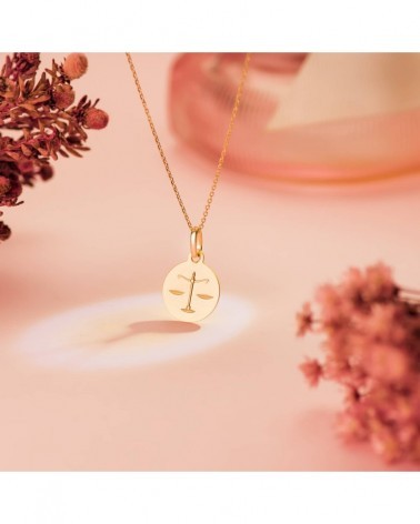 Medalla oro 18k signo Libra horóscopo 13mm