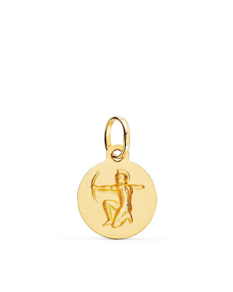 Medalla oro 18k Sagitario horóscopo matizada 13mm