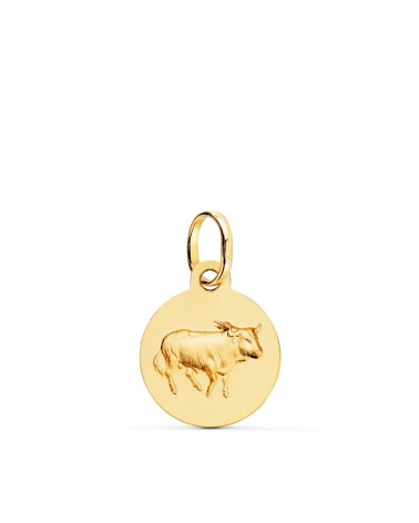 Medalla oro 18k Tauro horóscopo matizada 13mm