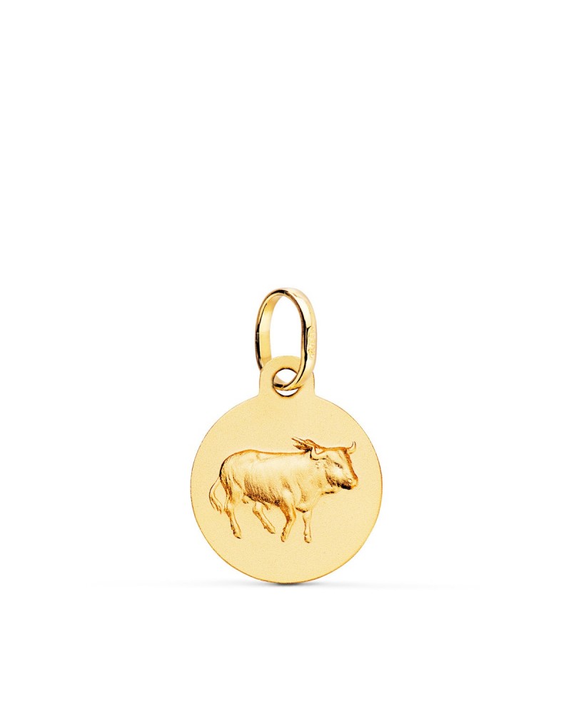Medalla oro 18k Tauro horóscopo matizada 13mm