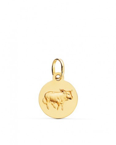 Medalla oro 18k Tauro horóscopo matizada 13mm