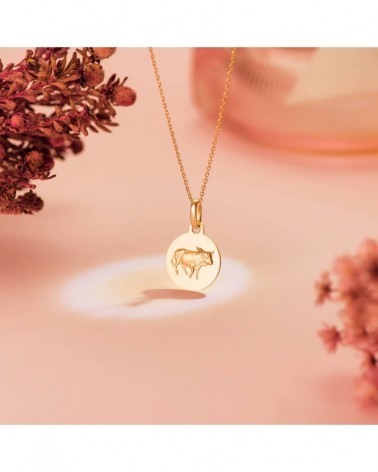 Medalla oro 18k Tauro horóscopo matizada 13mm