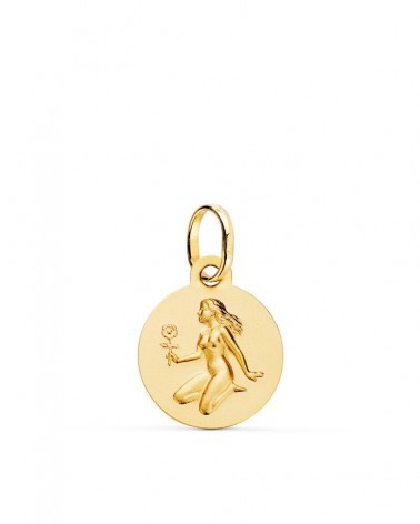 Medalla oro 18k horóscopo Virgo matizada 13mm