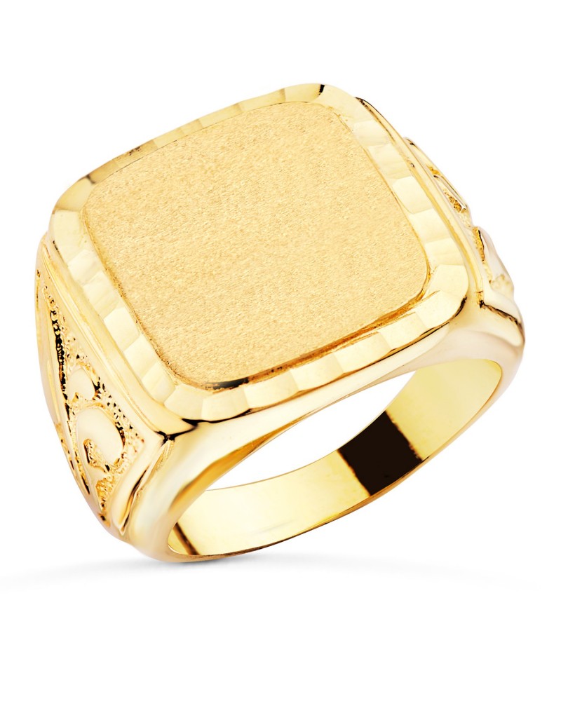 Sello oro 18k amarillo caballero grabado 18x16mm