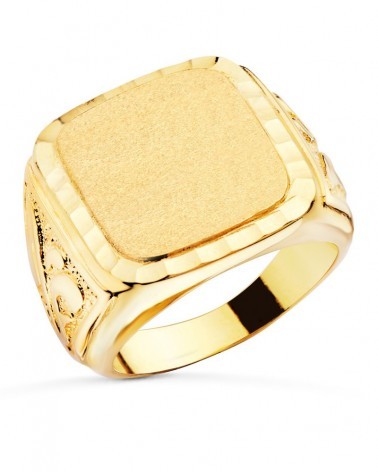 Sello oro 18k amarillo caballero grabado 18x16mm