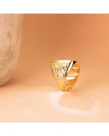 Sello oro 18k amarillo caballero grabado 18x16mm