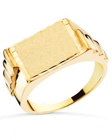 Sello oro 18k amarillo caballero macizo cuadrado 14mm