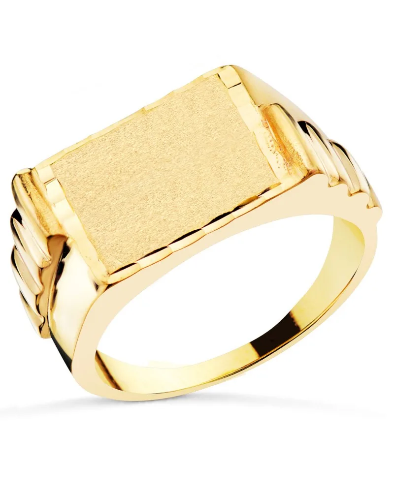 Sello oro 18k amarillo caballero macizo cuadrado 14mm