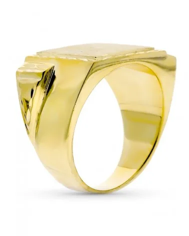 Sello oro 18k amarillo caballero macizo cuadrado 14mm