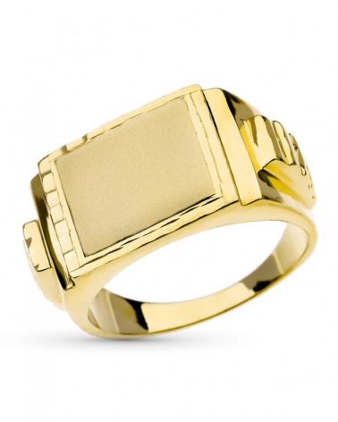 Sello oro 18k amarillo cabeza cuadrada tallada 20x15mm
