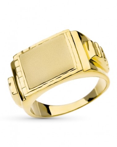 Sello oro 18k amarillo cabeza cuadrada tallada 20x15mm