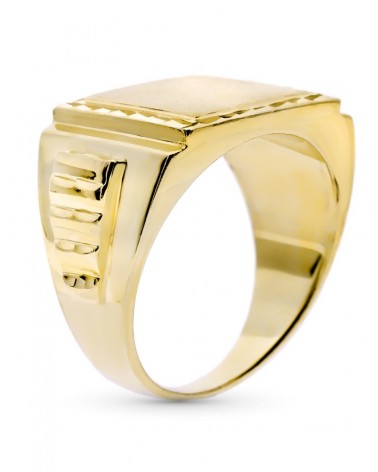 Sello oro 18k amarillo cabeza cuadrada tallada 20x15mm