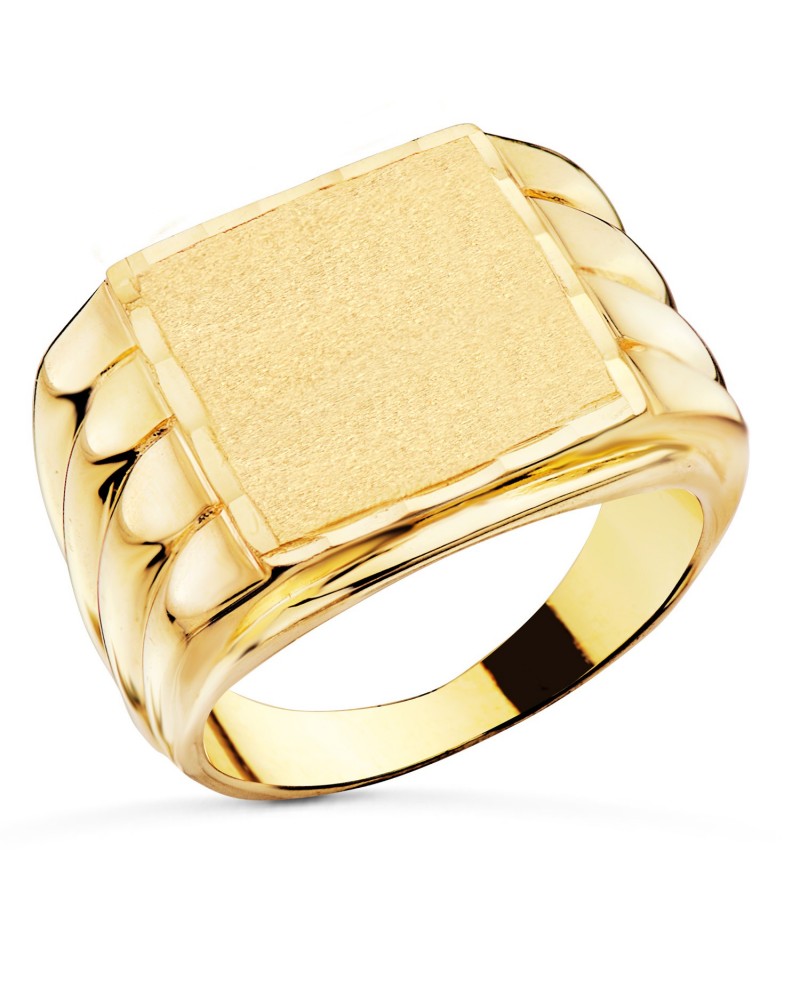 Sello oro 18k caballero mate brillo grabación 17x17mm