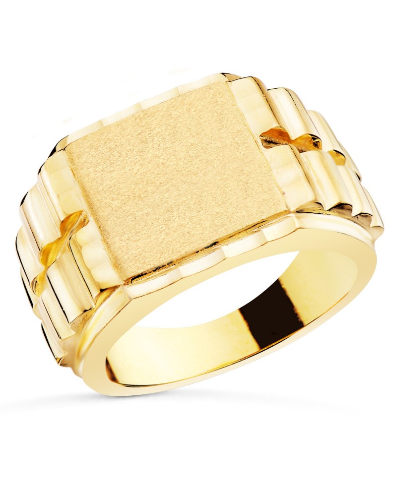 Sello oro amarillo 18k cuadrado caballero 14x14 mm