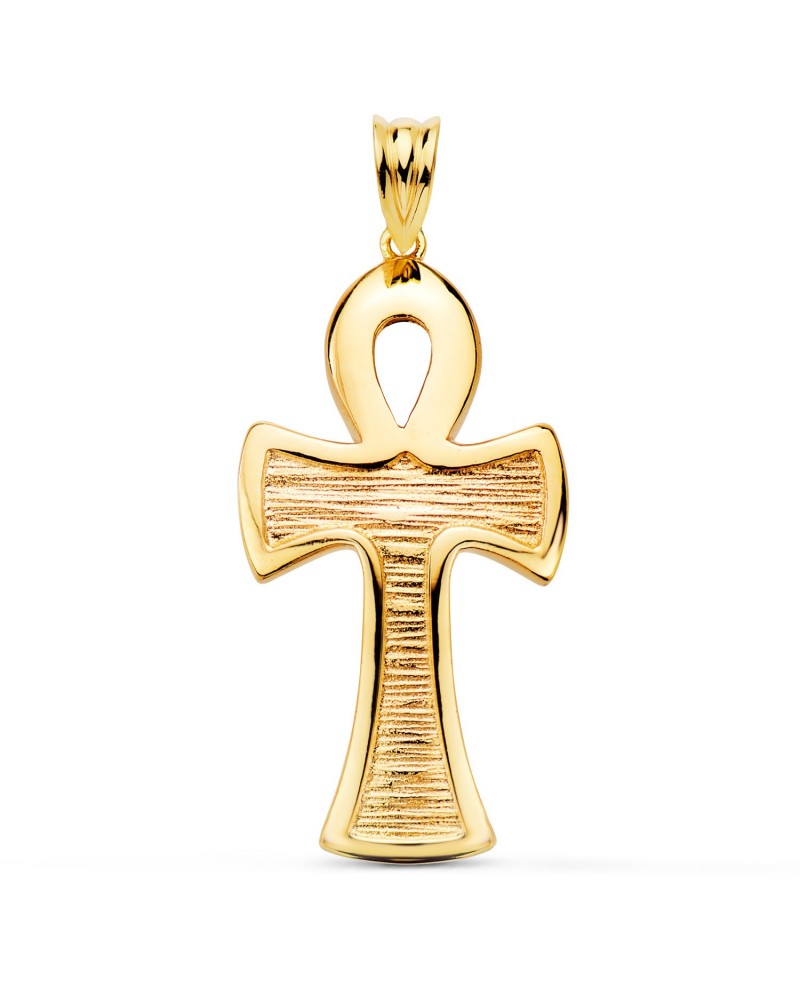 Cruz egipcia oro 18k amarillo brillo 34x18mm
