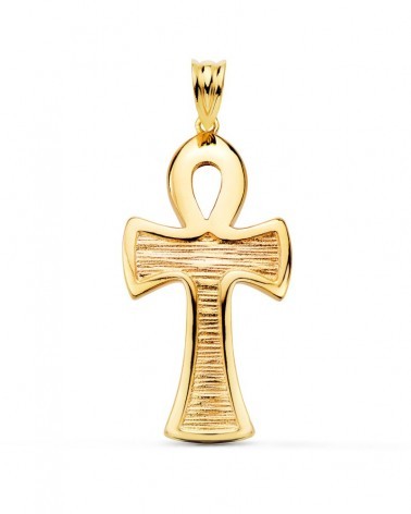 Cruz egipcia oro 18k amarillo brillo 34x18mm