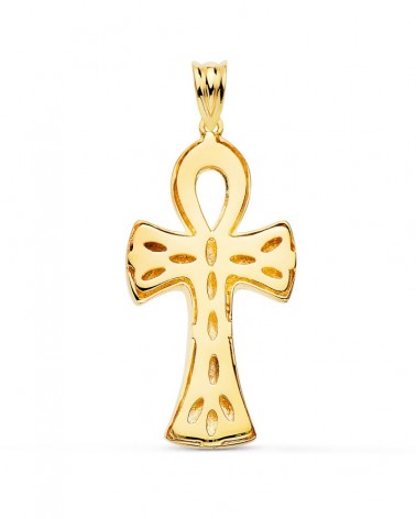 Cruz egipcia oro 18k amarillo brillo 34x18mm