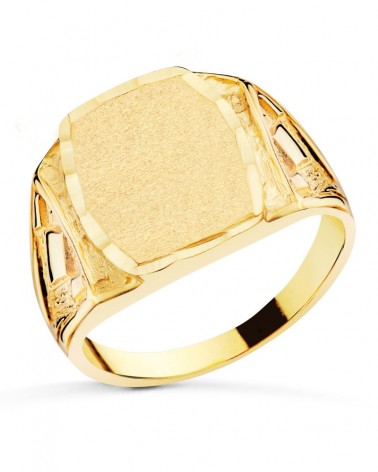 Sello oro 18k hombre tallado zona grabado 15x12 mm