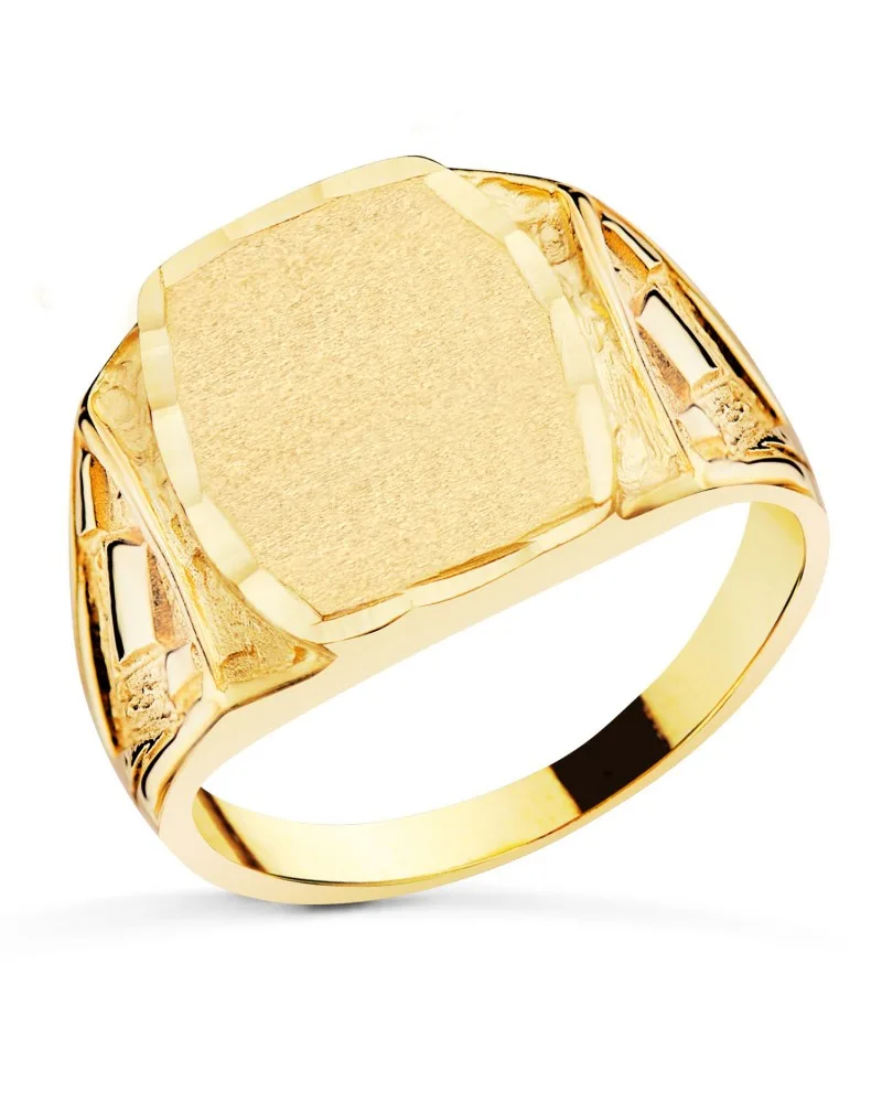 Sello oro 18k hombre tallado zona grabado 15x12 mm