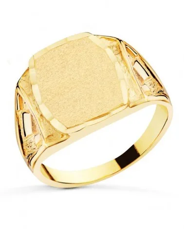 Sello oro 18k hombre tallado zona grabado 15x12 mm