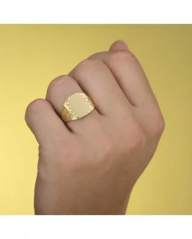 Sello oro 18k hombre tallado zona grabado 15x12 mm
