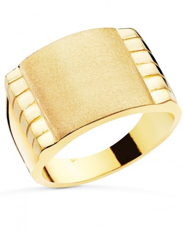 Sello oro 18k amarillo caballero tallado 15x15mm
